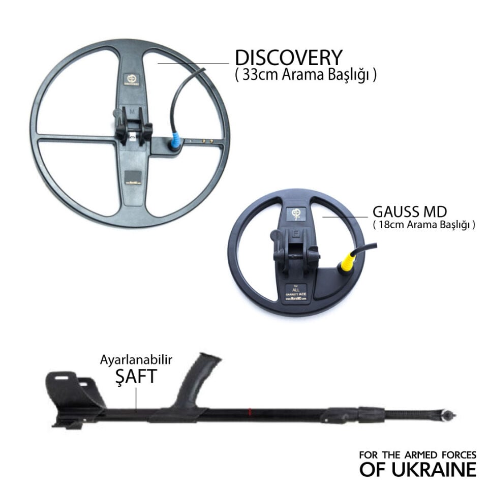 GAUSS MD Dedektör – Discovery 33cm + 18cm Başlık – Pinpointer + Kulaklık