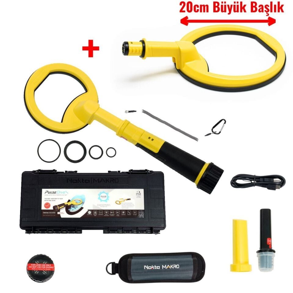 PulseDive Su Altı Dedektörü&Sahil Arama Dedektörü - Büyük Arama Başlıklı 20cm - Sarı